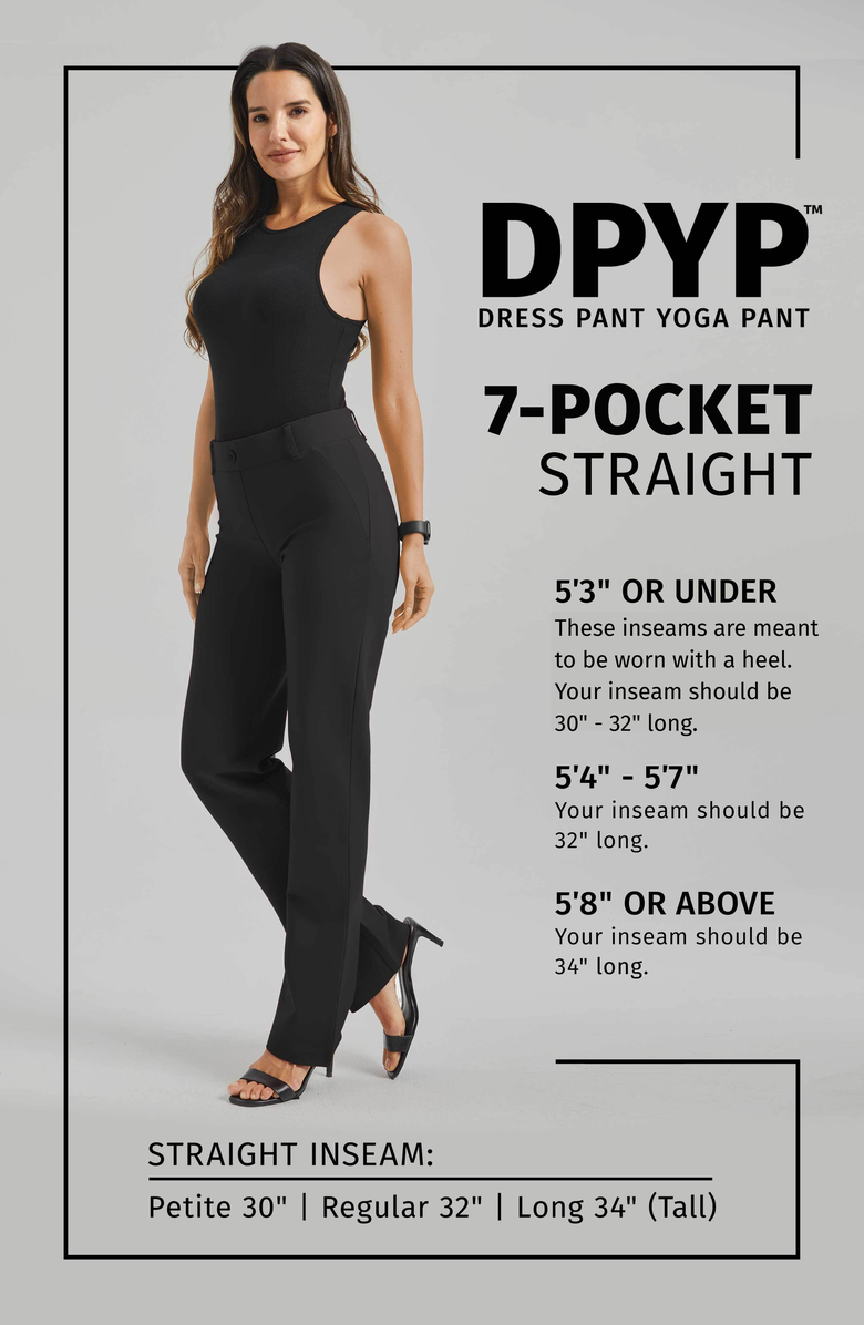 Betabrand 7 Pocket DPYP Dress Pant Yoga Pants Straight Leg, Alternate, color, Black