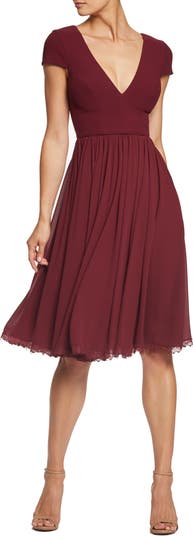 Corey Chiffon Fit Flare Cocktail Dress