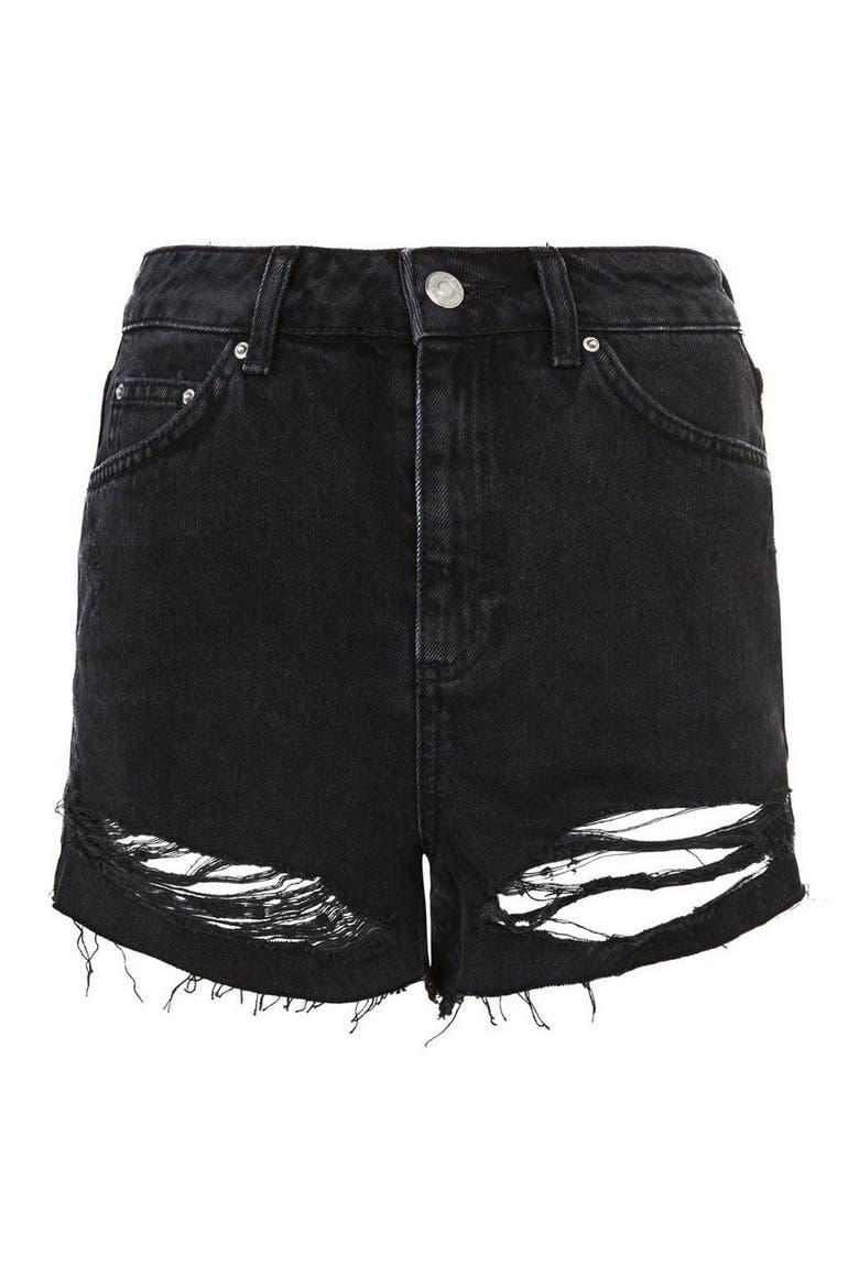 Ripped Denim Mom Shorts, Alternate, color, WASHED BLACK