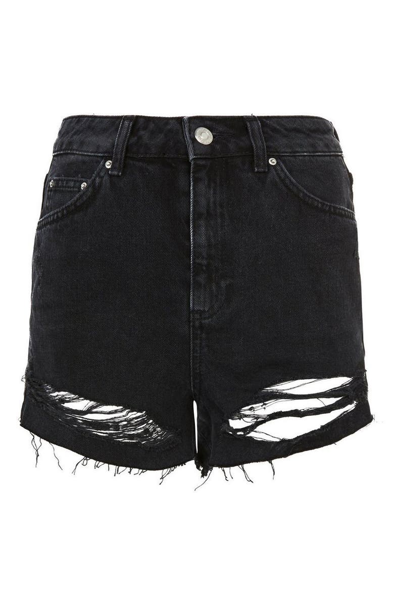 Topshop Ripped Denim Mom Shorts, Alternate, color, 