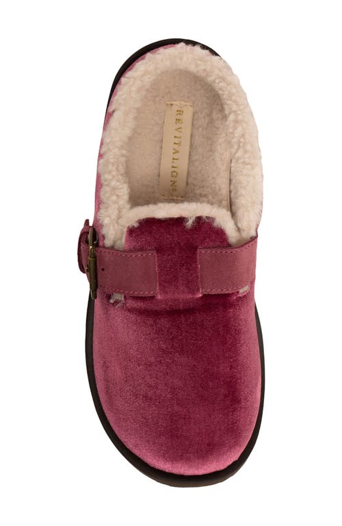 Revitalign Gift Velvet Faux Shearling Lined Slipper In Burgundy