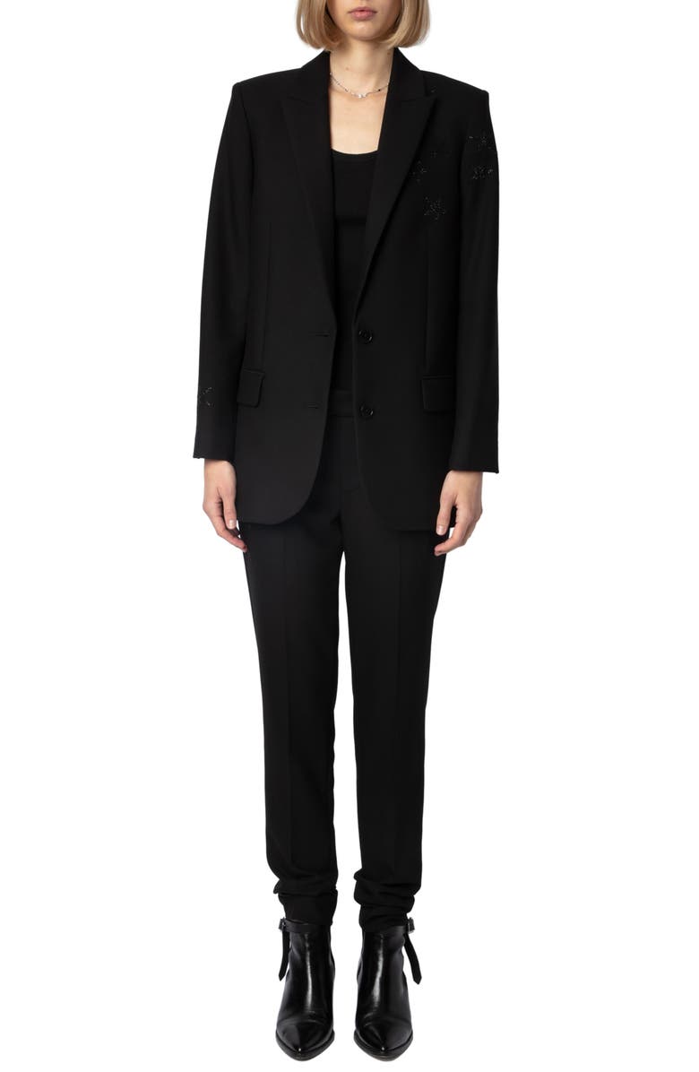 Zadig & Voltaire Viva Strass Star Embellished Blazer, Alternate, color, Black