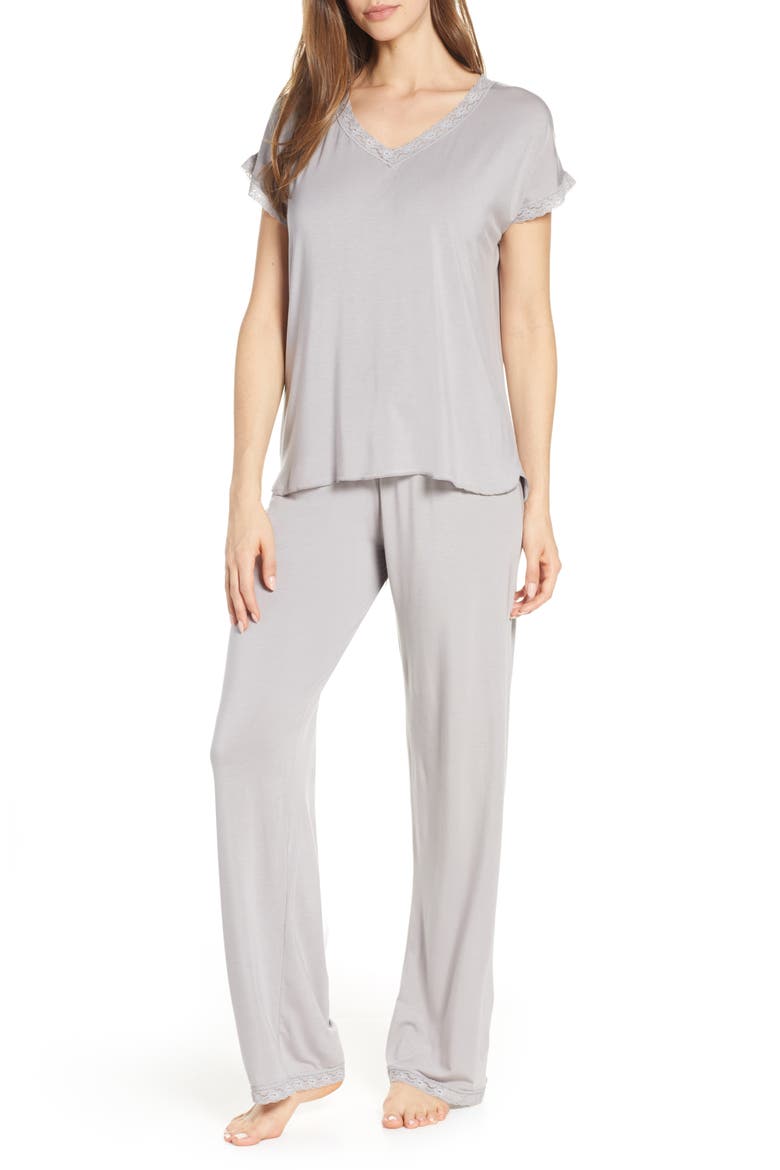 Luxe Jersey Pajamas, Main, color, PEWTER