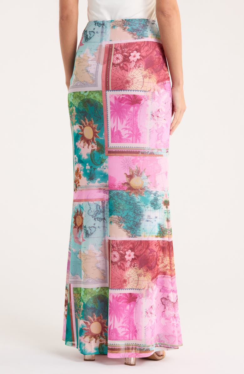 AFRM Tegan Animal Print Mesh Maxi Skirt, Alternate, color, Tropic Postcard