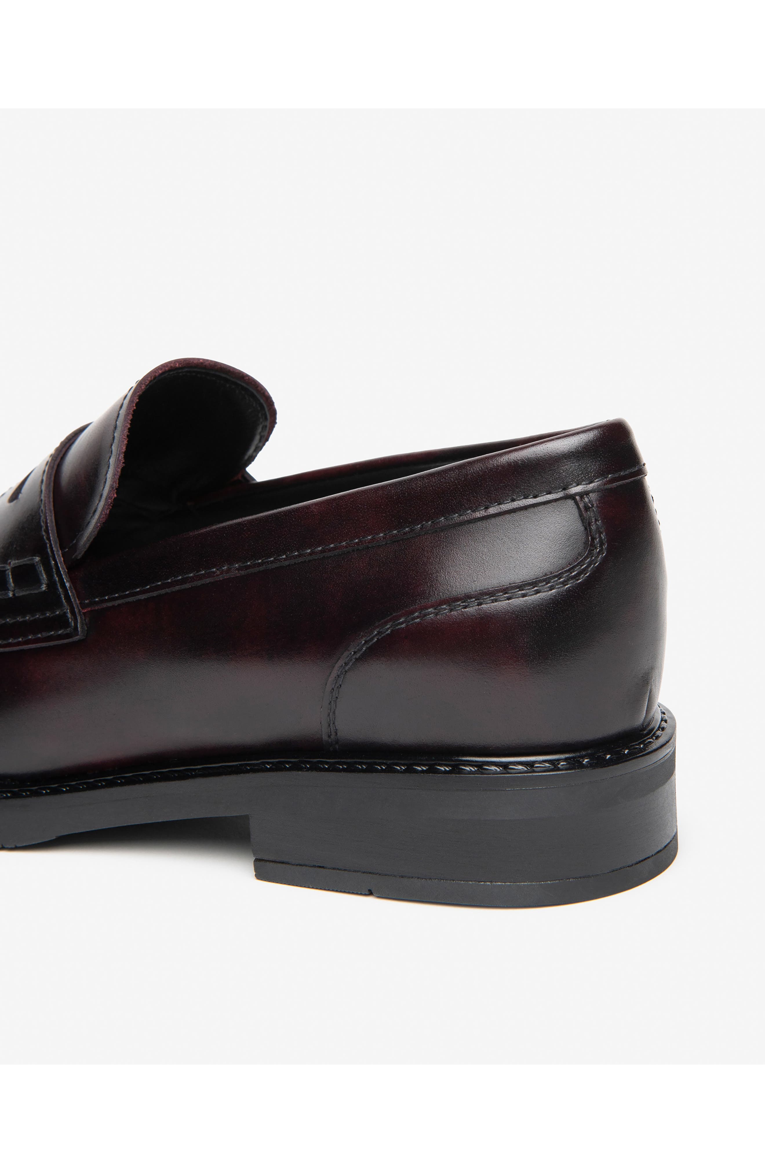 Leather Penny Loafer, Alternate, color, BORDEAUX