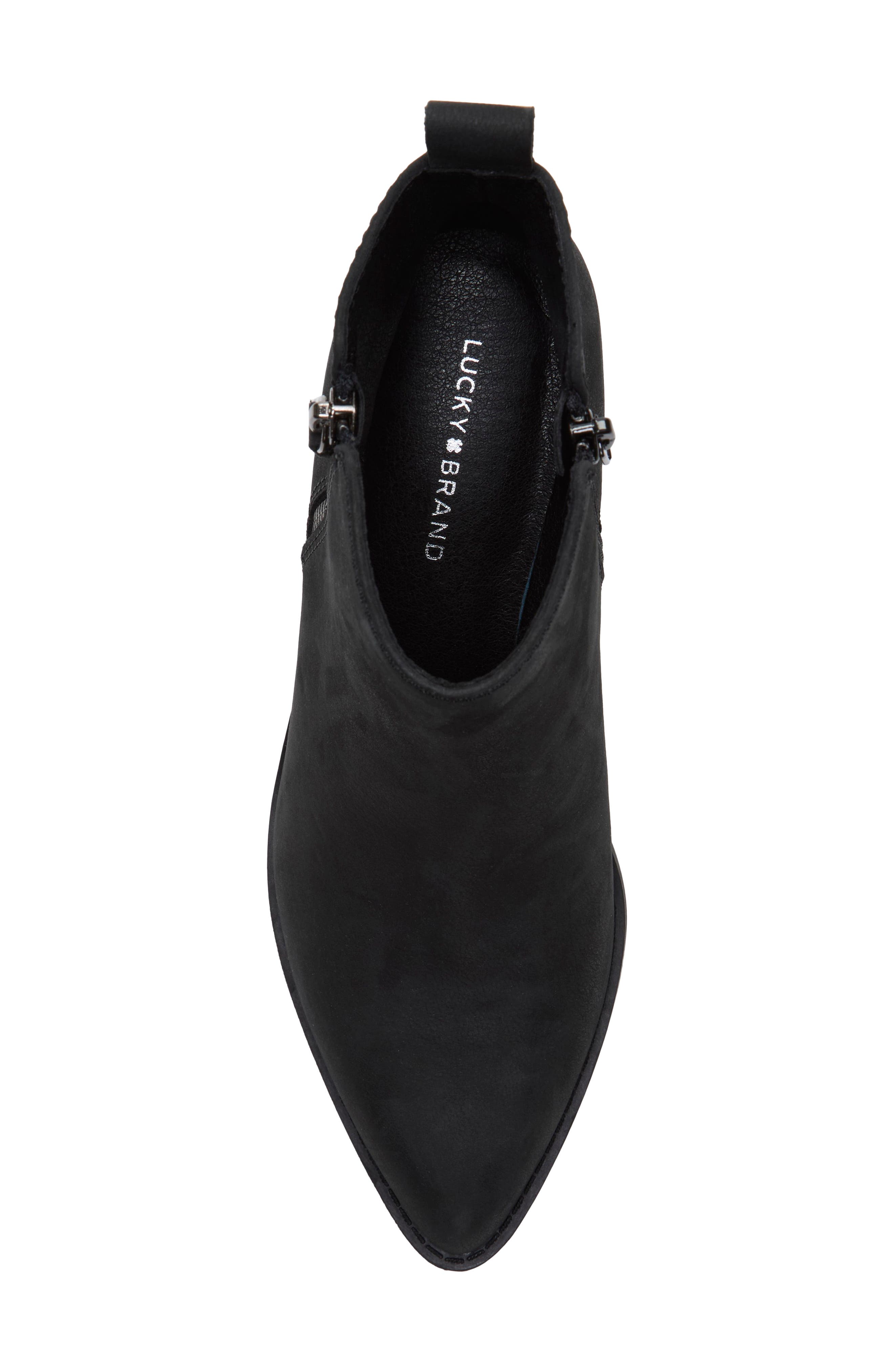Lucky Brand Ailein Pointed Toe Bootie, Alternate, color, Black Angora Nubuck
