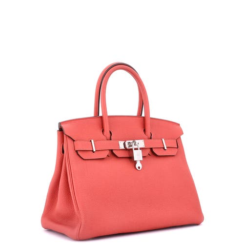 Pre-owned Hermes Hermes Birkin Handbag Red Togo With Palladium Hardware 30 In Red