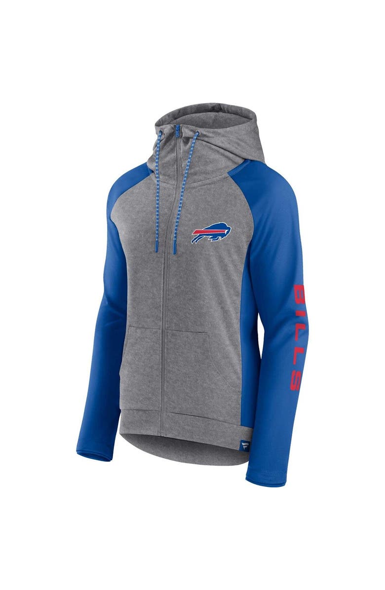 FANATICS Women's Fanatics Branded  Heather Gray/College Royal Buffalo Bills Blind Side Lightweight Full-Zip Hoodie, Alternate, color, 