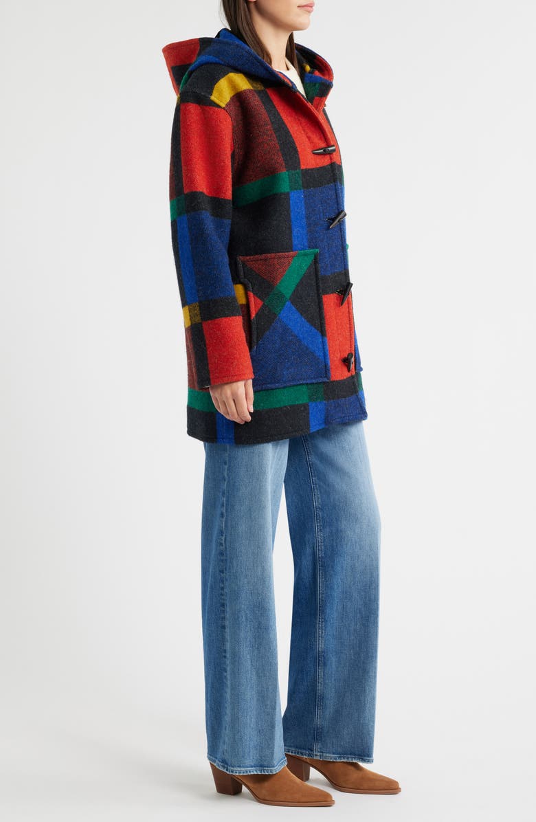 Pendleton Plaid Virgin Wool Duffle Coat, Alternate, color,