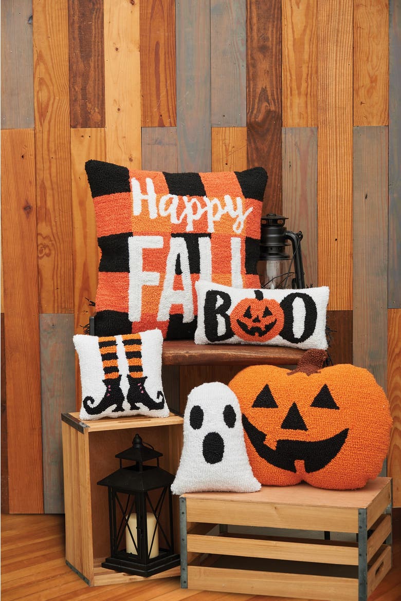 Ghost Shaped Halloween Hooked Small/Petite Accent Pillow, 8" x 10", Alternate, color, White