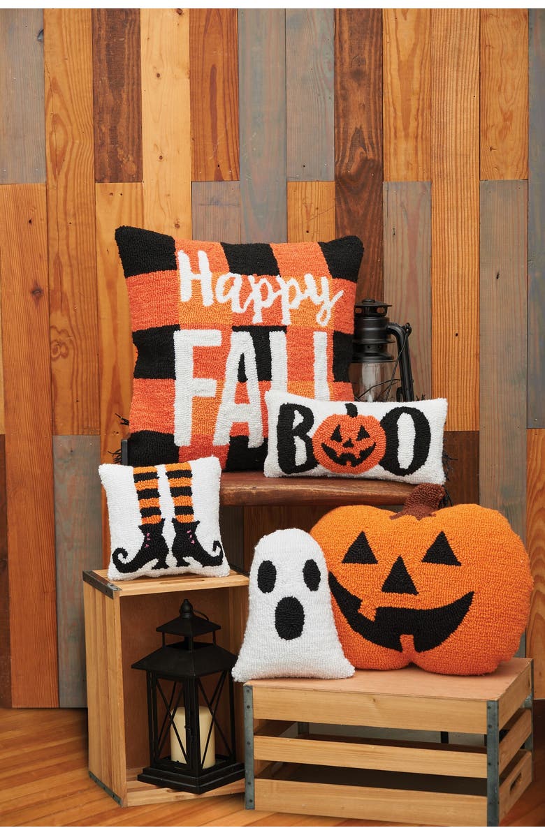 C&F Home Ghost Shaped Halloween Hooked Small/Petite Accent Pillow, 8" x 10", Alternate, color, White