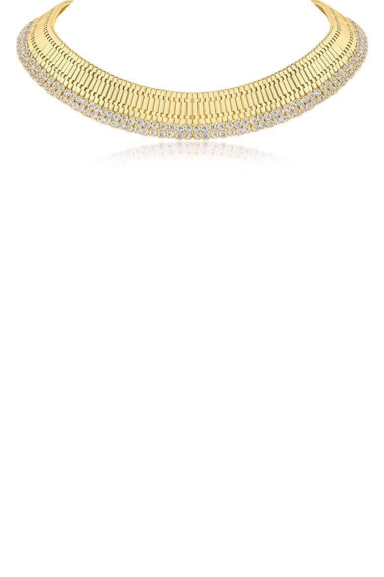 Crystal Woven Link Collar Necklace, Main, color, CLEAR/ GOLD
