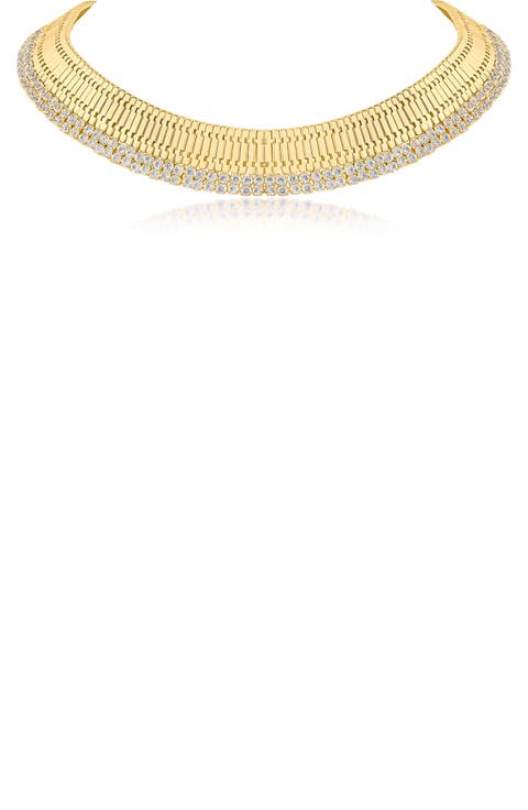 Crystal Woven Link Collar Necklace