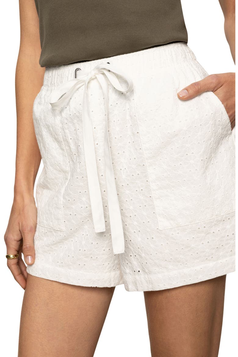 Flower Field Eyelet Embroidery Shorts, Alternate, color, BLEACHED WHITE