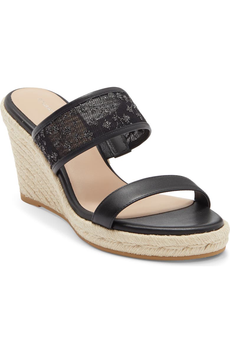 Stuart Weitzman Lily Espadrille Wedge Slide Sandal, Main, color, Black