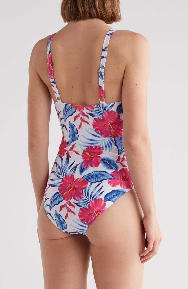 Nicole Miller Side Ruching One-Piece Swimsuit, Alternate, color, 