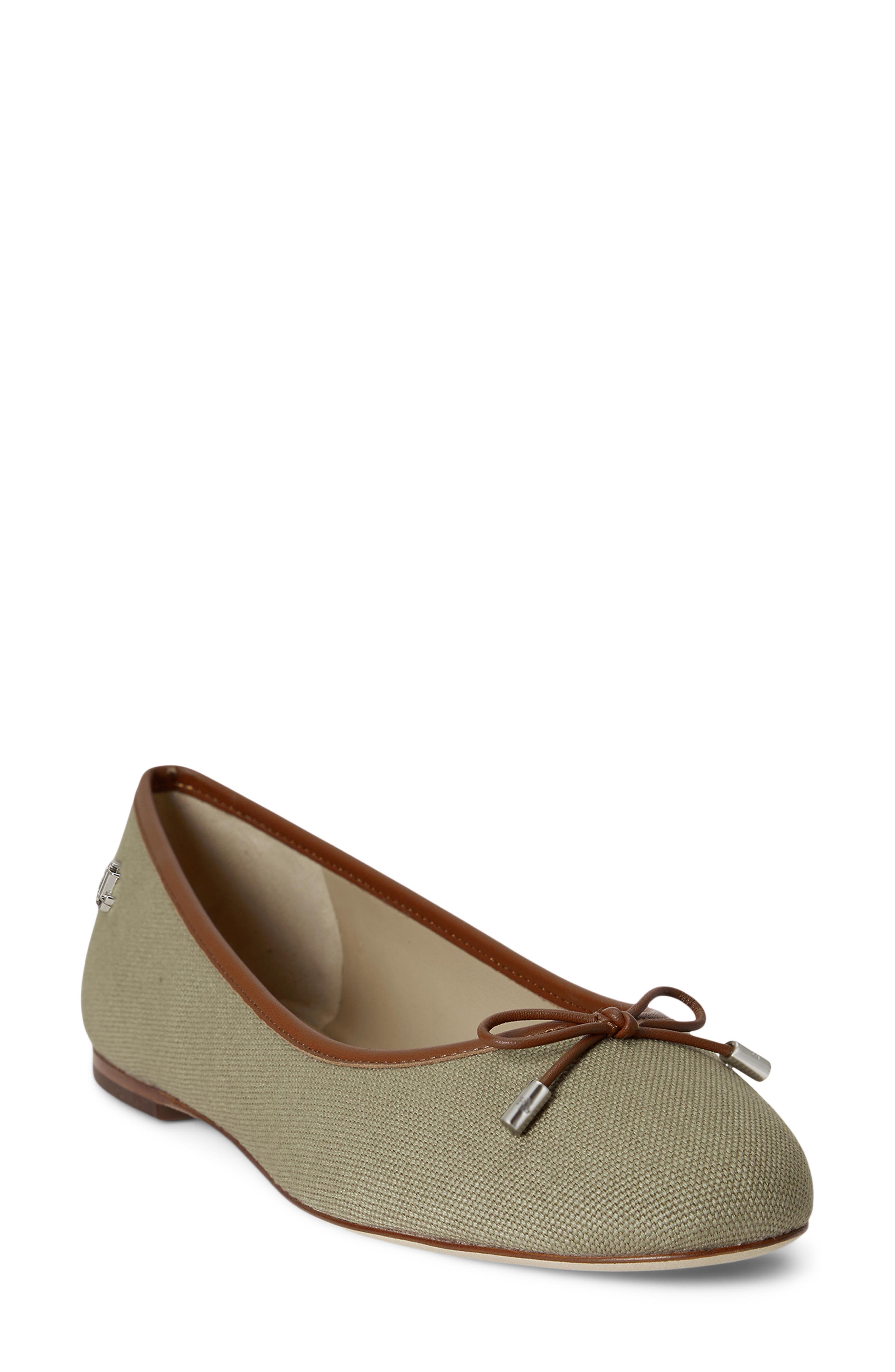 Ralph Lauren Jayna Ballet Flat, Main, color, Light Agave/ Lauren Tan