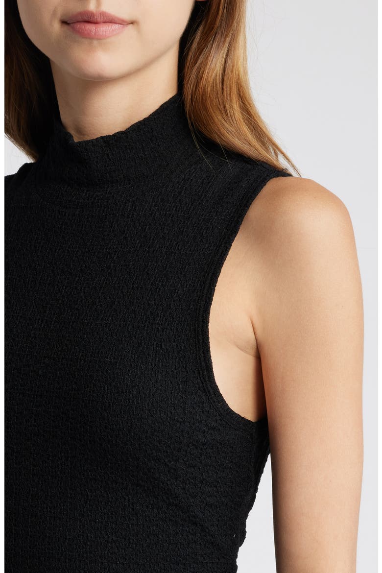 Mock Neck Mesh Maxi Dress, Alternate, color, BLACK