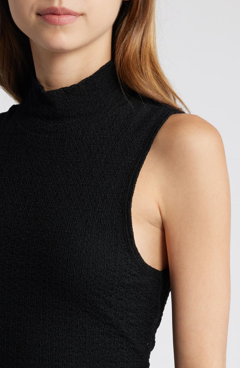 FRAME Mock Neck Mesh Maxi Dress, Alternate, color, Black