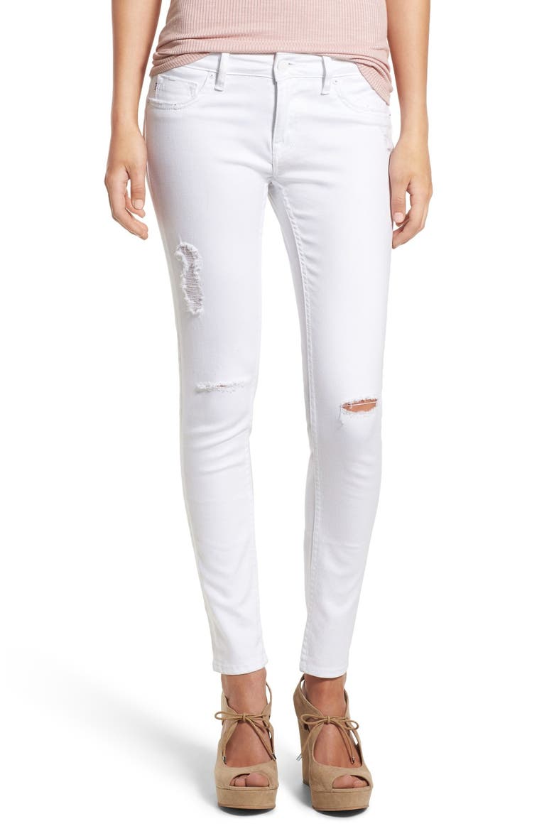 Distressed Skinny Jeans, Main, color, WHITE