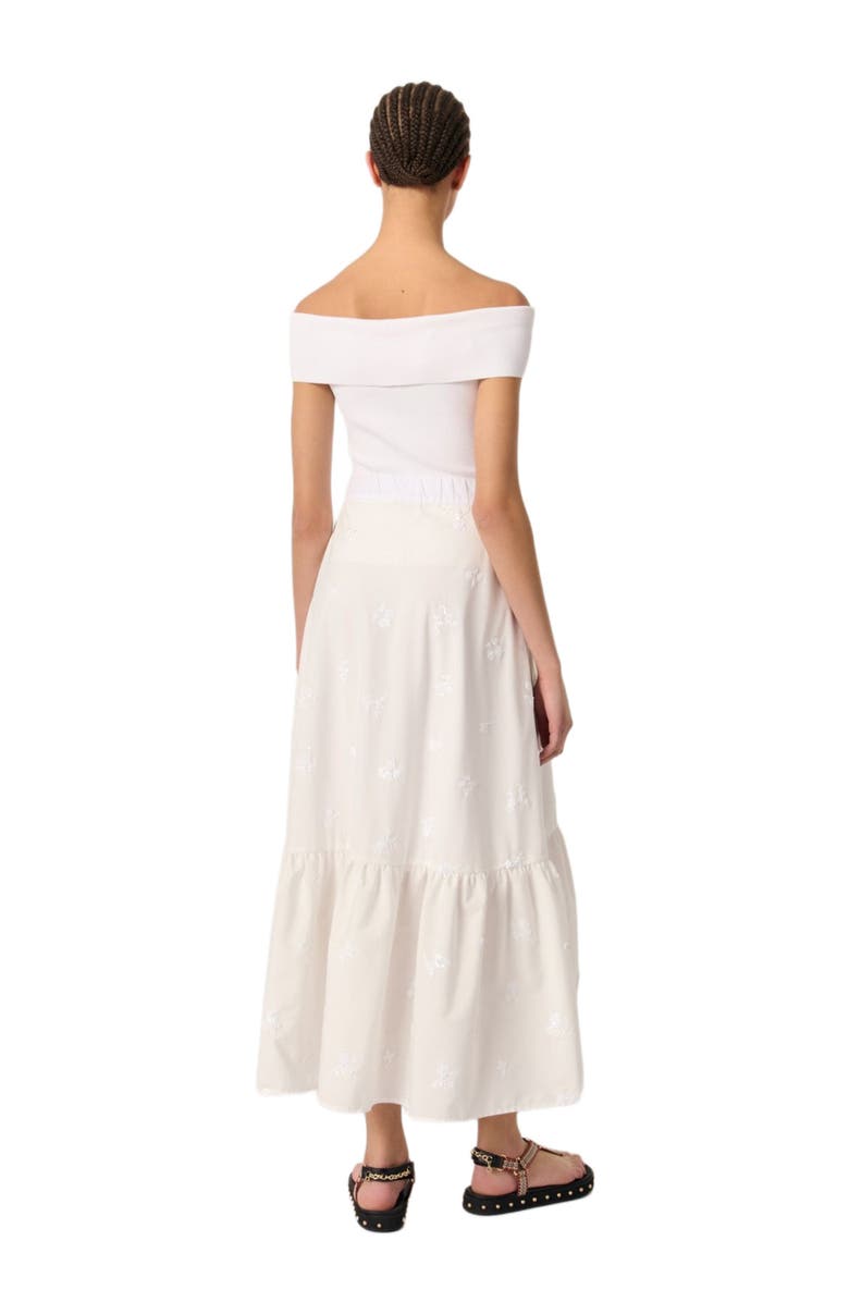 maje Long embroidered skirt, Alternate, color,