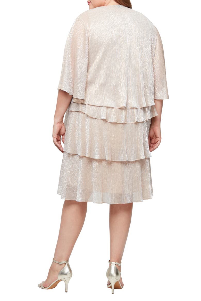 Tiered Ruffle Dress with Jacket, Alternate, color, GOLD