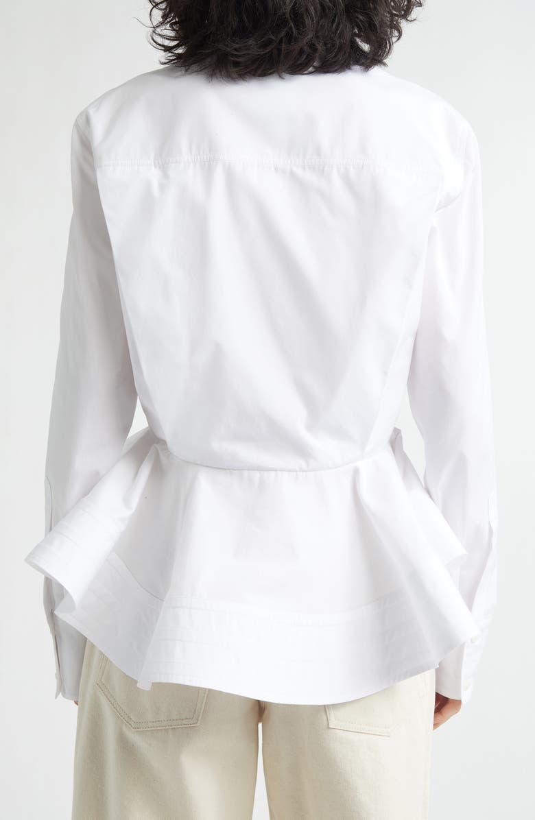 Stella McCartney Cotton Poplin Peplum Shirt, Alternate, color, Pure White