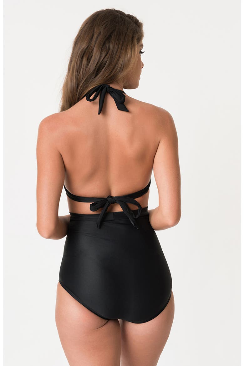 Monroe Halter Bikini Top, Alternate, color, Black