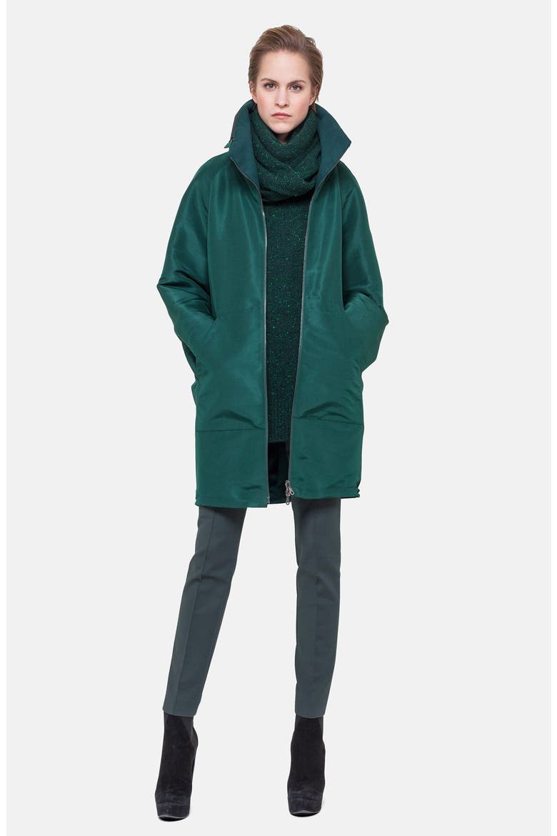 Reversible Silk & Cashmere Parka, Alternate, color, GREEN