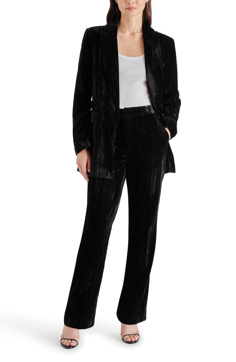 Steve Madden Imann One-Button Crushed Velvet Blazer, Alternate, color,