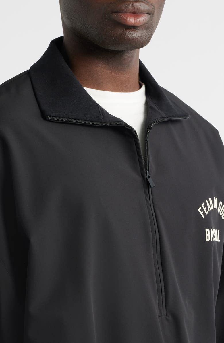 Fear of God Essentials MLB Oversize 3/4 Sleeve Half Zip Jacket, Alternate, color, Black
