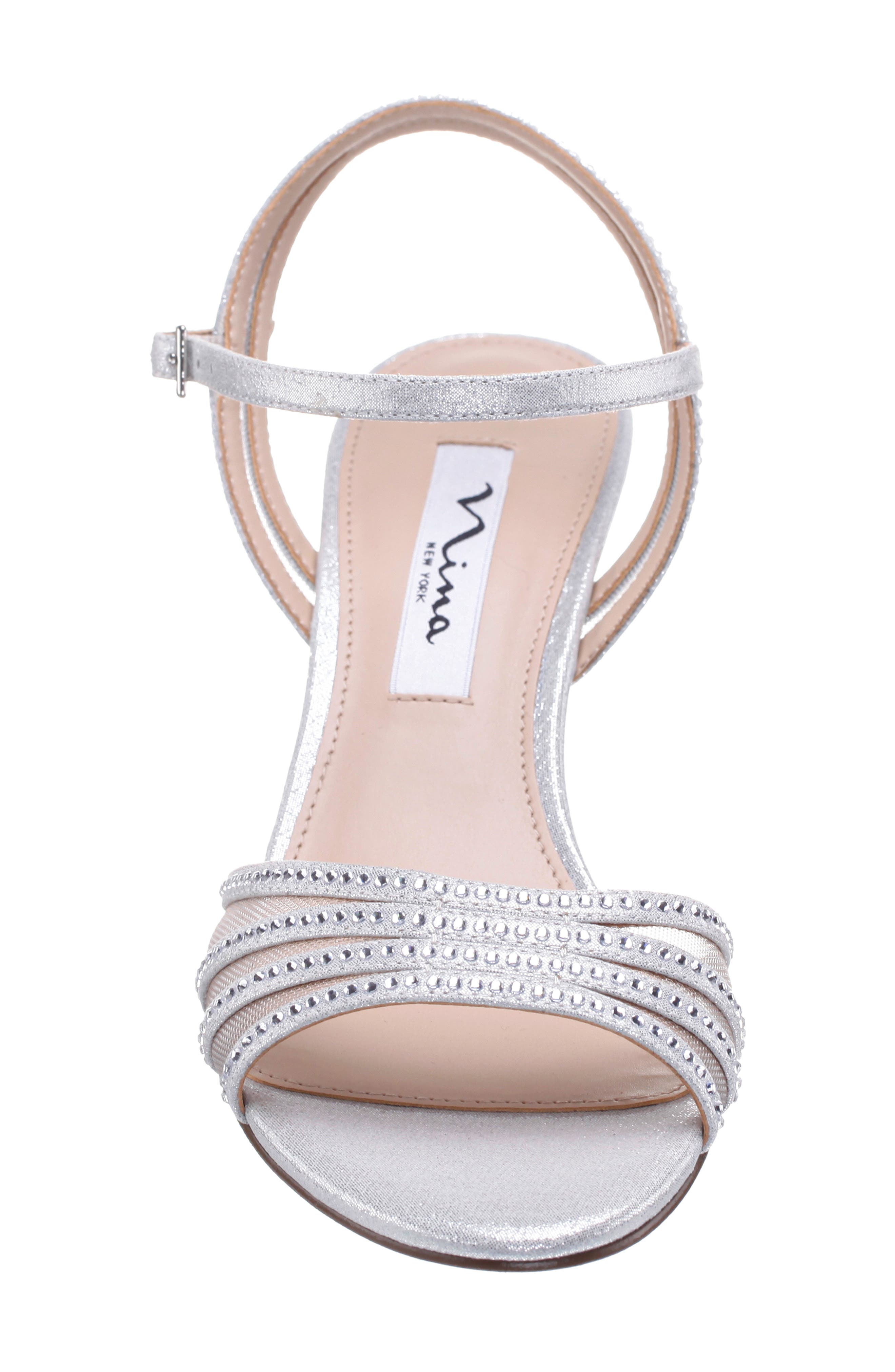 Nina Nathyn Crystal Embellished Sandal, Alternate, color, Silver