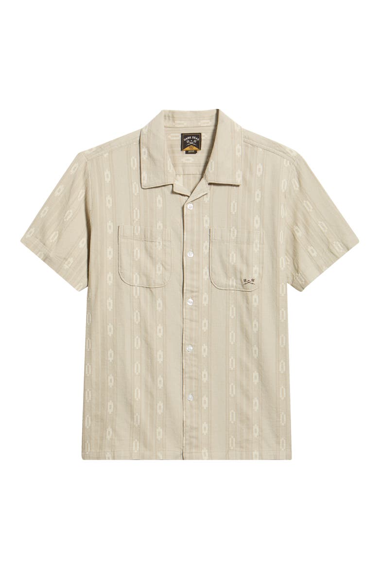 Breezy Patterned Cotton Camp Shirt, Alternate, color, MOSS