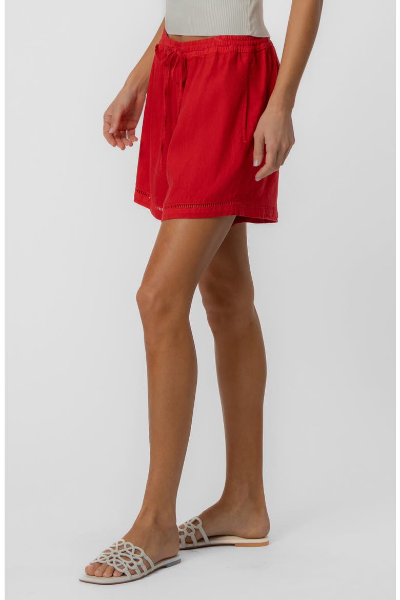 Aria Linen Blend Drawstring Shorts, Alternate, color, TOMATO