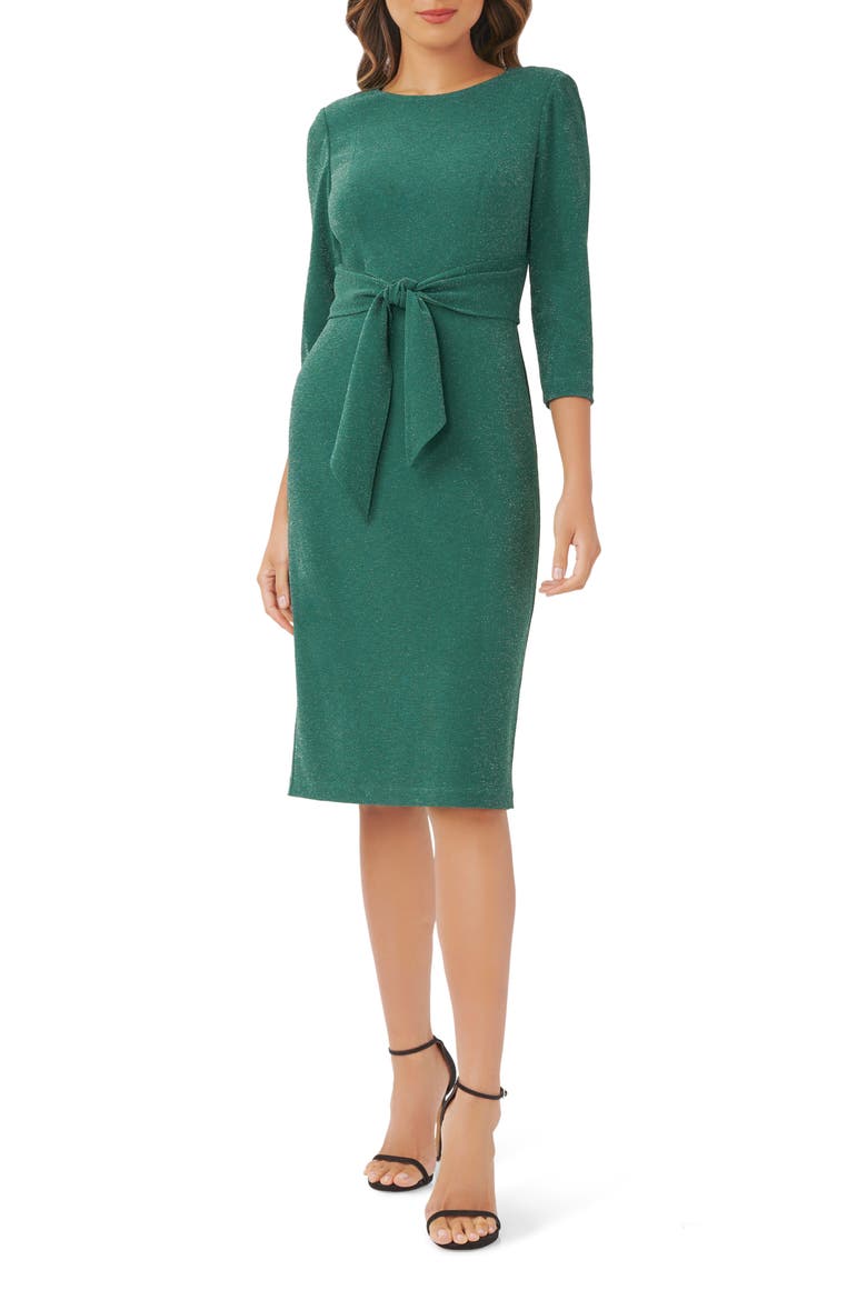 Metallic Knit Tie Front Dress, Main, color, HUNTER