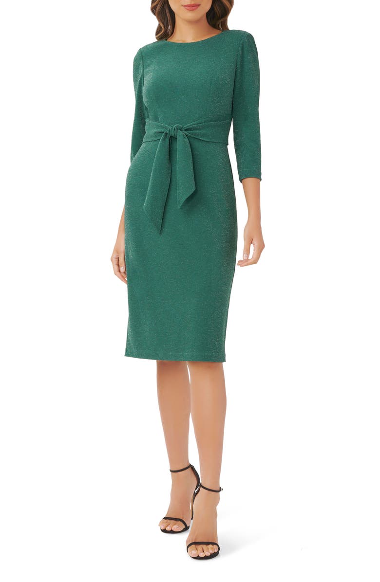 Adrianna Papell Metallic Knit Tie Front Dress, Main, color, 
