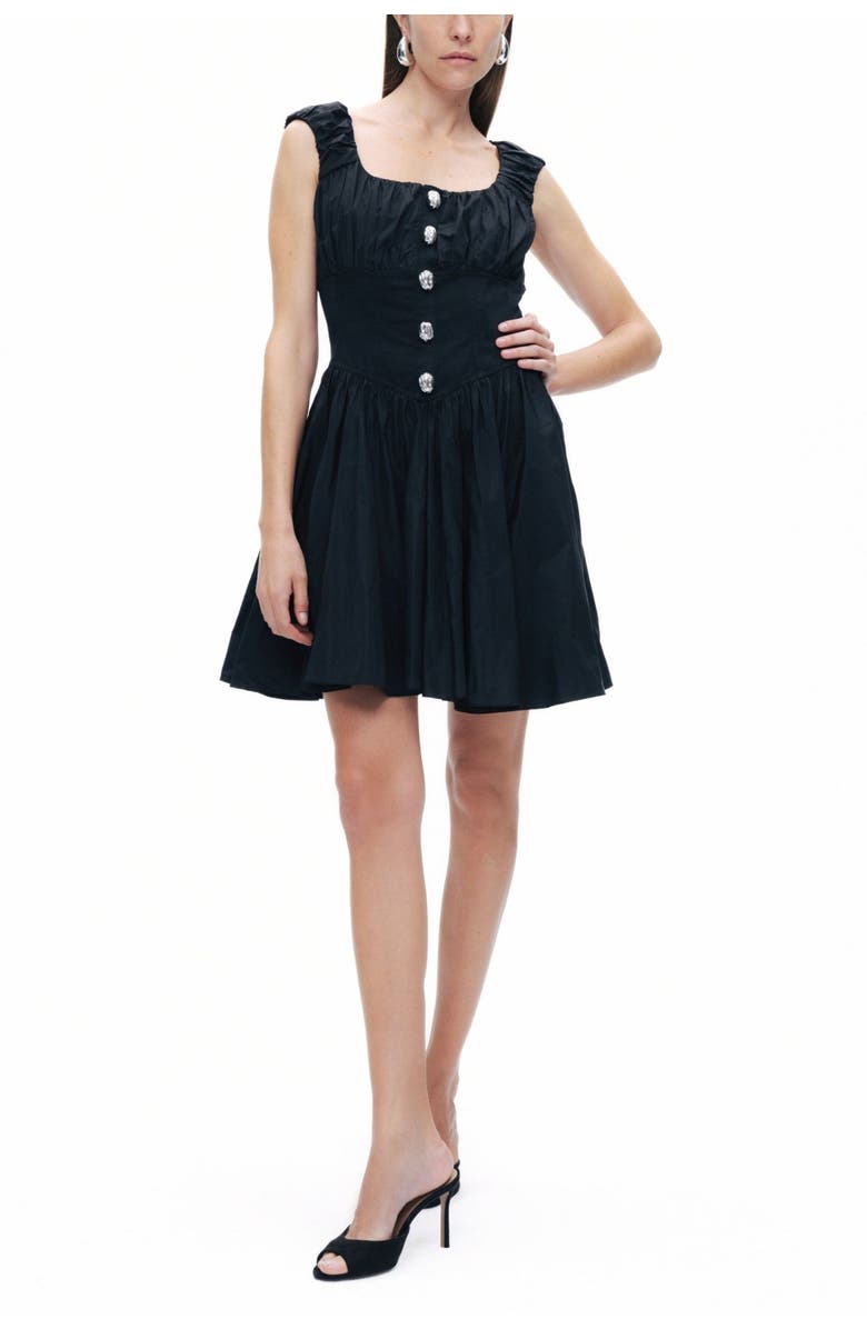 Nocturne Black Corset-Style Buttoned Mini Dress, Main, color,
