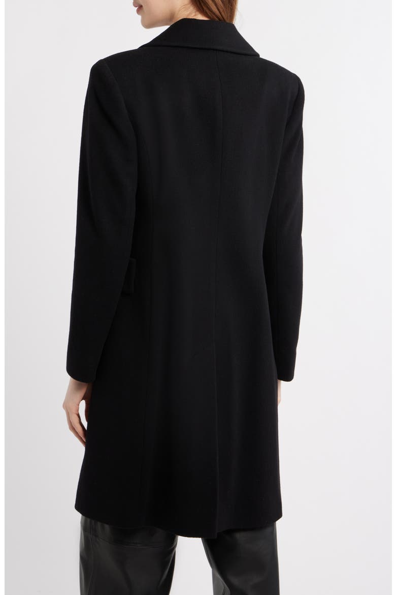 Cara Loro Piana Cashmere & Wool Peak Lapel Coat, Alternate, color, BLACK