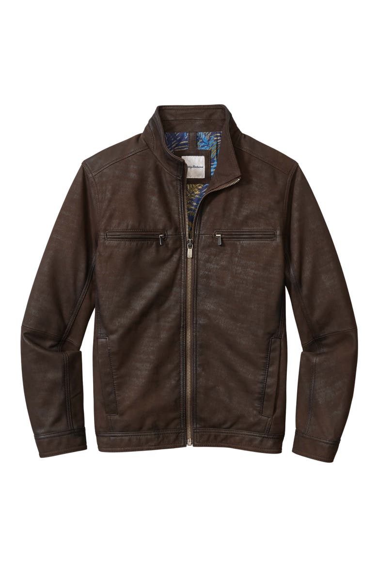 Highland Rocker Leather Jacket, Alternate, color, DARK BROWN