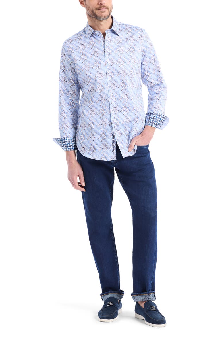 Bradvale Long Sleeve Cotton Button-Shirt, Alternate, color, LIGHT BLUE