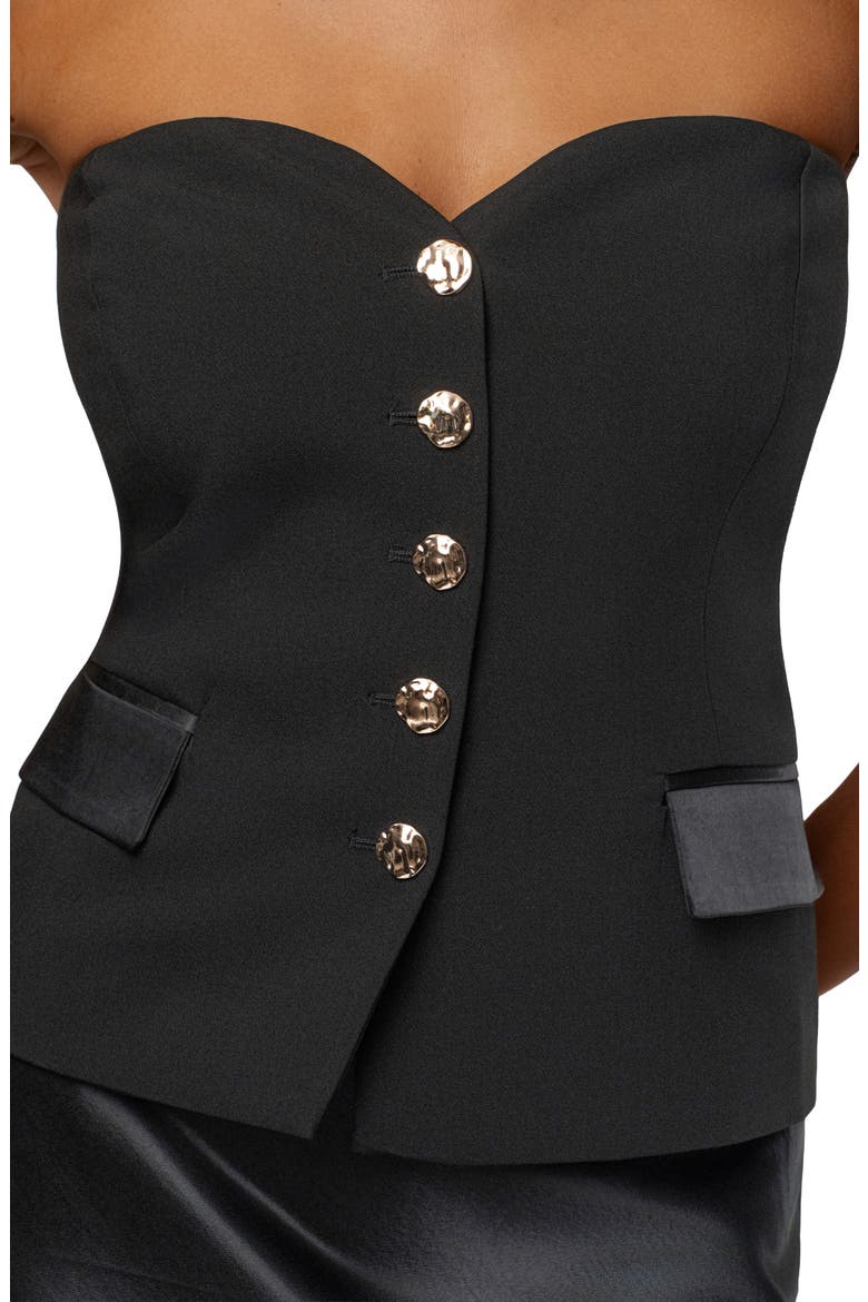 Strapless Button Front Vest, Alternate, color, BLACK
