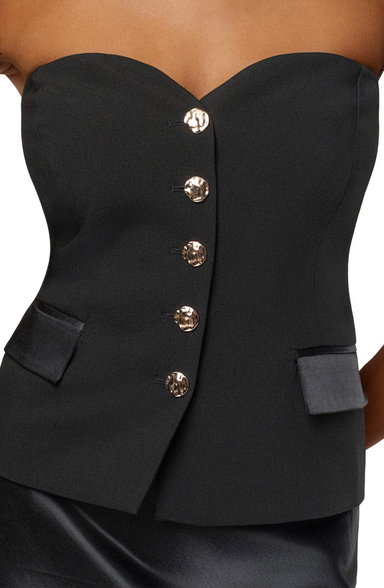 JLUXLABEL Strapless Button Front Vest, Alternate, color, Black