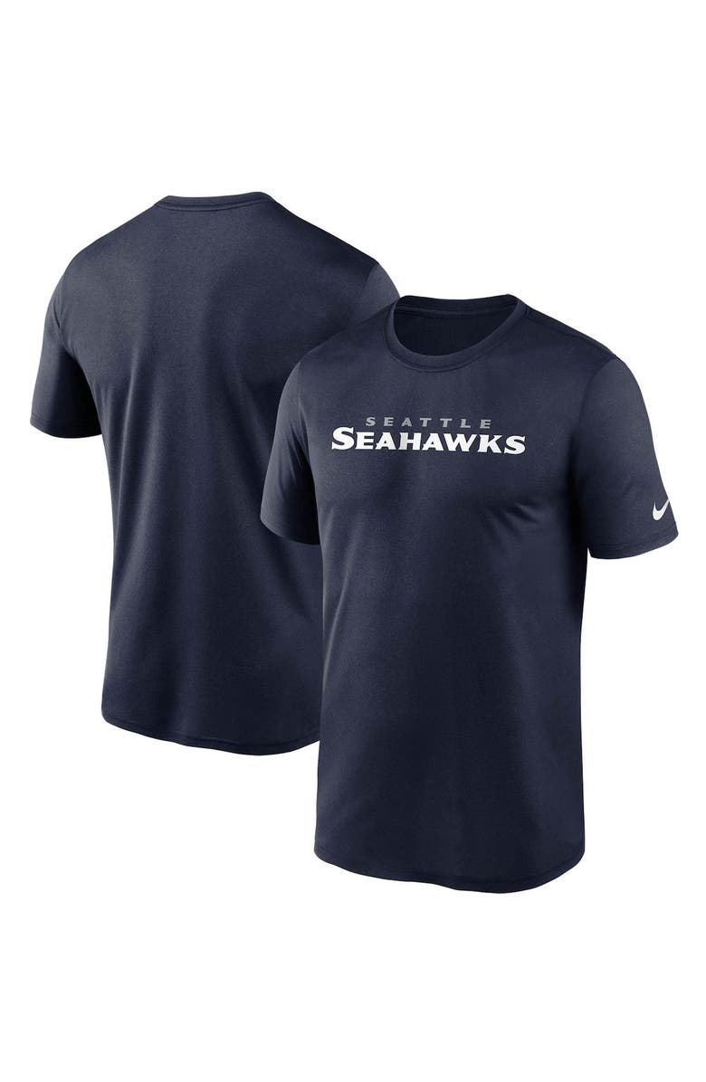 Nike Men's Nike College Navy Seattle Seahawks Wordmark Legend Performance T-Shirt, Main, color, 