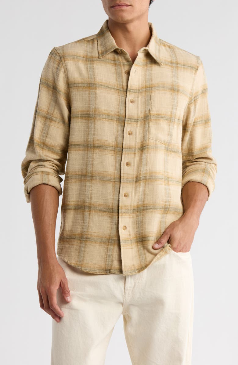 Treasure & Bond Ombré Check Slub Cotton Flannel Button-Up Shirt, Main, color, Tan Sanddollar Cary Plaid