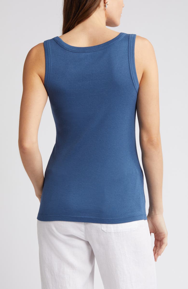 Caslon<sup>®</sup> V-Neck Cotton Blend Tank Top, Alternate, color, Blue Ensign