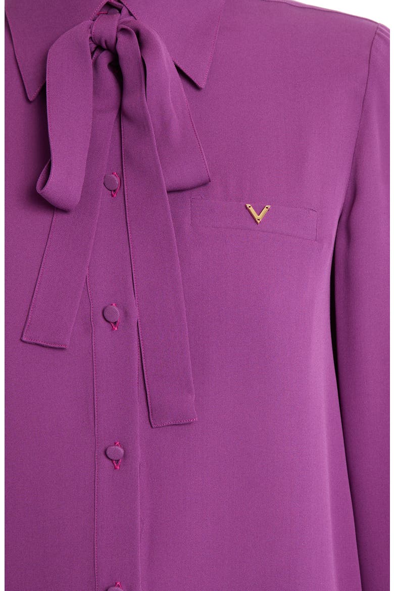 Silk Tie Neck Shirt, Alternate, color, DEEP LILAC