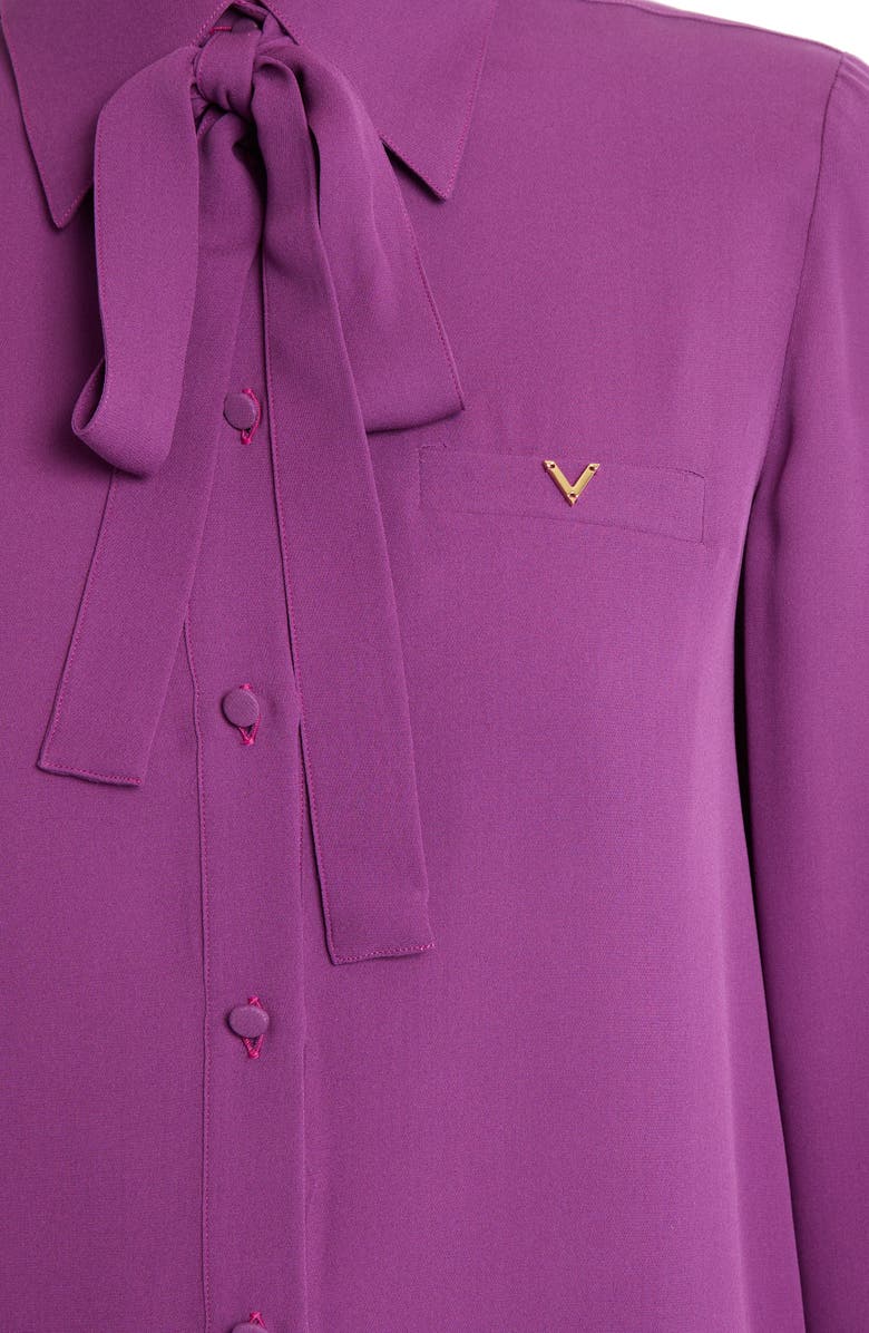 Valentino Silk Tie Neck Shirt, Alternate, color, 