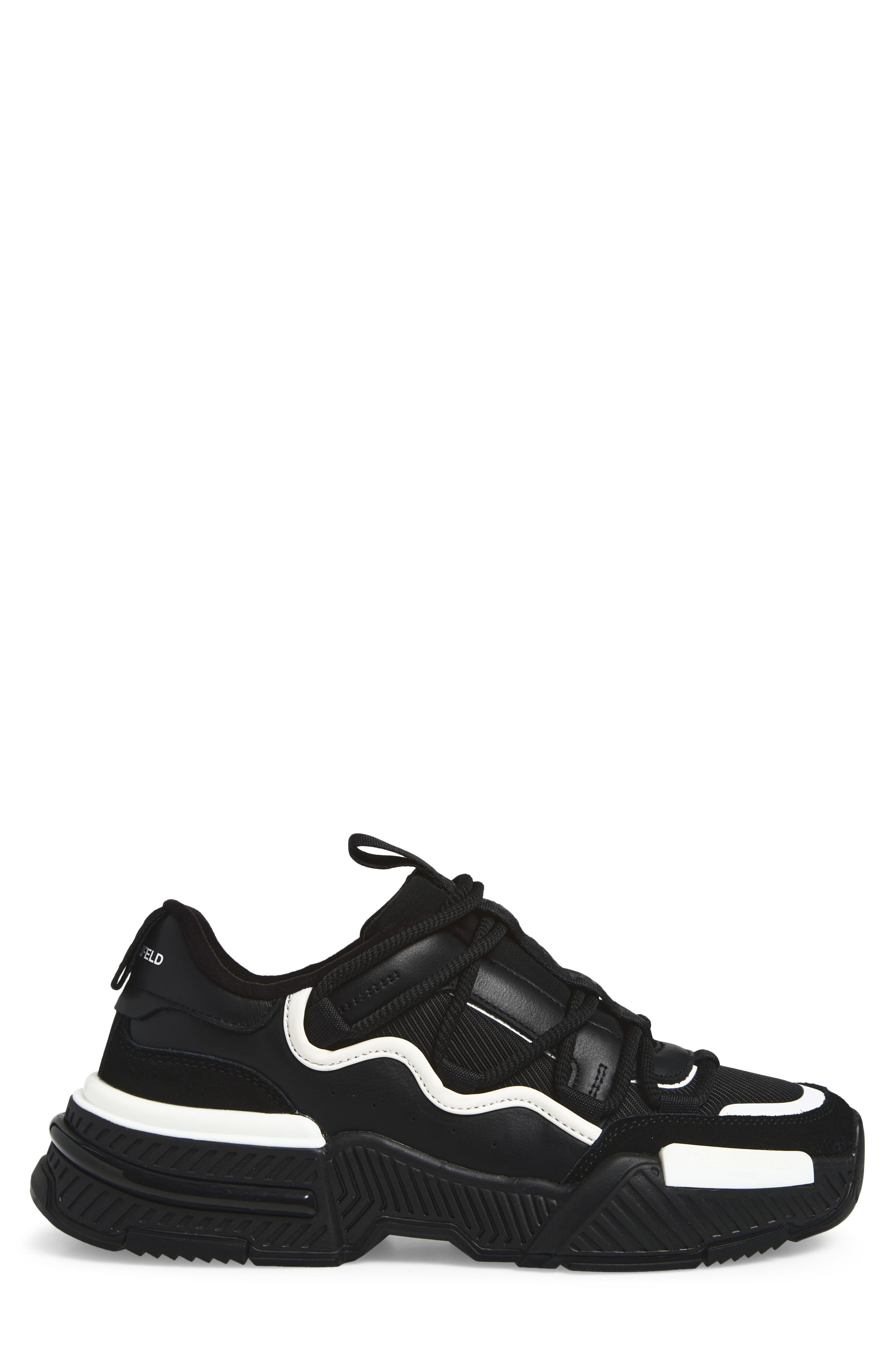 Mixed Media Sneaker, Alternate, color, BLACK