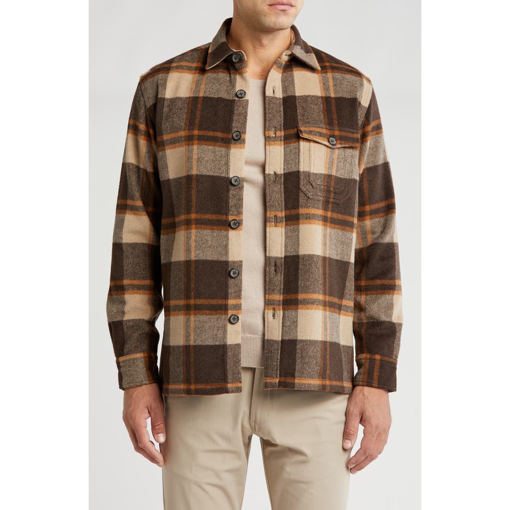 Shop Vintage 1946 Buffalo Plaid Shirt Jacket In Natural/chocolate