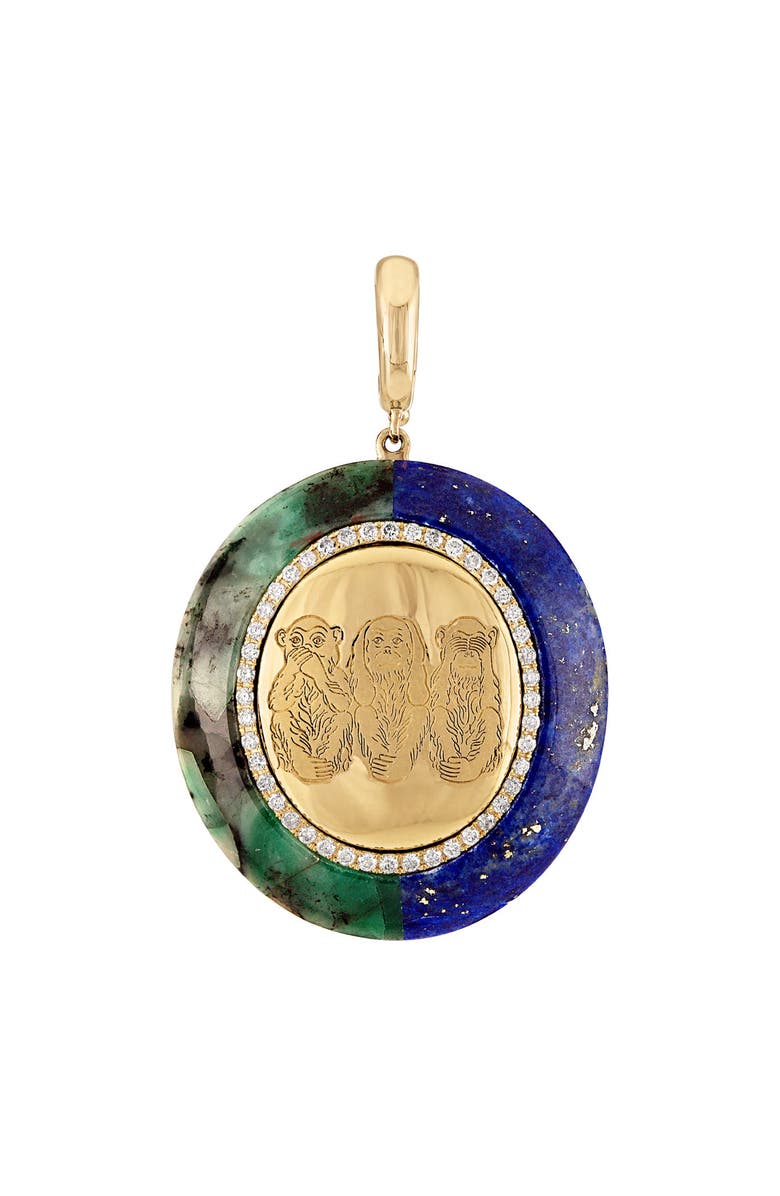 EDEN PRESLEY Wise Monkeys Pendant, Main, color, 